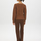 Bison V-Neck Sweater with Lace Trim - Back View - Suzy Shier