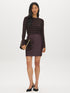Winetasting Faux Leather Mini Skirt - Woman Wearing Exposed Back Zipper Skirt - Suzy Shier