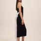 Black/White Knit Crepe Midi Sheath Dress - Side Profile View - Le Chateau