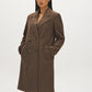 Latte Double-Breasted Faux Wool Coat - Woman Wearing Tailored Outerwear - Suzy Shier