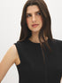 Black Sleeveless Zip-Front Vest Top - Close-up Front Detail - Suzy Shier