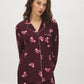 Burgundy Bows Print Pajama Set - Front View - Suzy Shier
