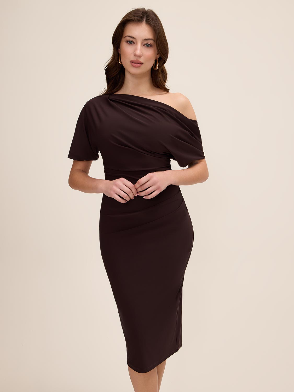 Sheath Dress With Asymmetric Neckline