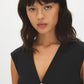 Black V-Neck Button-Front Knit Vest - Close-up Button Detail - Suzy Shier