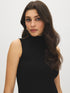 Black Sleeveless Ribbed Funnel Neck Sweater - Front View - Suzy Shier