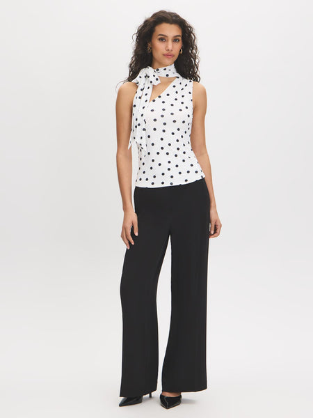 One Shoulder Mesh Dot Top with Scarf | Suzy Shier