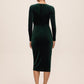 Dark Emerald Velour Crossover Sheath Dress - Back View - Le Chateau