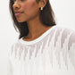Pearl Mesh Detail Boat Neck Sweater - Close-up Fabric Detail - Suzy Shier