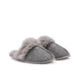 Natural Melange Faux Wool Slipper with Faux Fur Insole - Angled Pair View - Suzy Shier