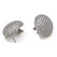 Silver/Clear Pave Button Earrings - Close-up of Sparkling Jewelry - Suzy Shier