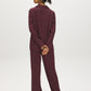 Burgundy Striped Satin Pajama Set - Back View - Suzy Shier
