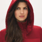 Lipstick Short Puffer Jacket with Hood - Hood Detail - Suzy Shier