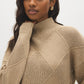 Tan Melange Mock Neck Sweater with Diamond Pattern - Close-up Fabric Detail - Suzy Shier
