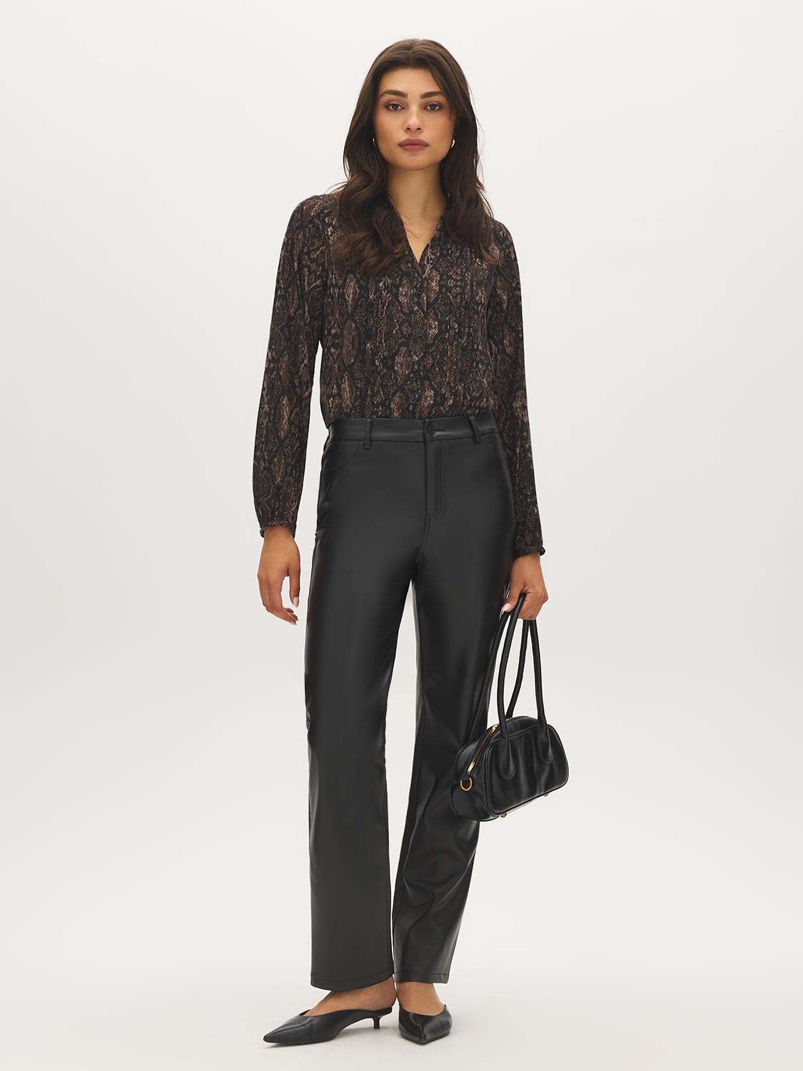 Meteorite Multi Printed Pintuck Blouse - Front View - Suzy Shier