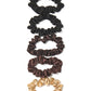 Multi Set of 5 Satin Scrunchies - Assorted Colors and Patterns Display - Suzy Shier