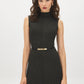 Black and Gold Sleeveless Ribbed Knit Dress - Front View - Suzy Shier