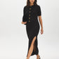 Black Short Sleeve Ribbed Cardigan - Front View - Suzy Shier