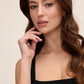 Black Square Neck Knit Crepe Gown with Wrap Skirt - Woman Wearing Elegant Evening Dress - Le Chateau