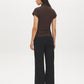 Coffee Bean Mock Neck Ribbed Top with Dolman Sleeves - Back View - Suzy Shier