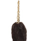 Brown Woven Faux Fur Bag with Gold Chain Handle - Side Profile View - Le Chateau