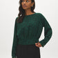 Scarab Flocked Popover Blouse with Pleated Shoulders - Side Profile View - Suzy Shier