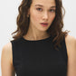 Black Sleeveless Glitter Knit Fit and Flare Top - Close-up Fabric Detail - Suzy Shier