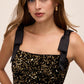 Gold/Black Two-Tone Sequin Sheath Dress - Close-up of Straps - Le Chateau