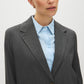 Charcoal/White Pinstripe Two-Button Blazer - Close-up Fabric Detail - Suzy Shier