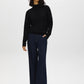 Black Mock Neck Sweater with Diamond Pattern - Front View - Suzy Shier
