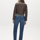 Brown Vegan Leather Shorts with Front Zipper - Back View - Suzy Shier