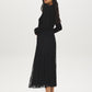 Black Lace Skirt with Diagonal Drop Waist - Side Profile View - Suzy Shier