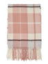Pink and Cream Soft Brushed Plaid Scarf - Close-up of Fringed Edges - Suzy Shier