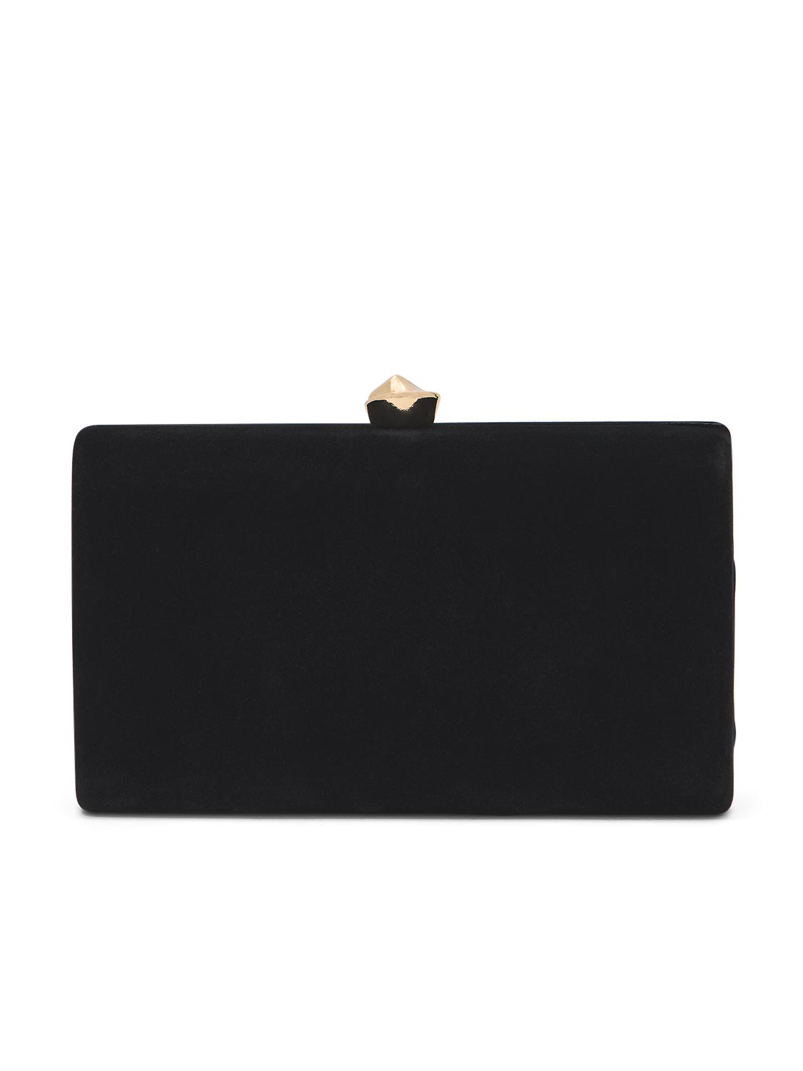 Black and Gold Velour Minaudiere - Front View - Le Chateau