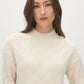 Cloud Gray Mock Neck Sweater with Diagonal Stitch Detail - Close-up Fabric Detail - Suzy Shier