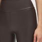 Coffee Bean Faux Leather Wide Waistband Legging - Waistband Detail - Suzy Shier