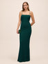 Dark Emerald Glitter Knit Gown with Bow Back - Woman Wearing Floor-Length Evening Dress - Le Chateau