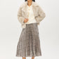 Snow White Short Sleeve Ribbed Button-Front Cardigan - Styled with Fur Coat Side View - Suzy Shier