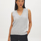 Light Grey Mix V-Neck Ribbed Sweater Vest - Front View - Suzy Shier