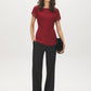Midnight Plum Boat Neck Popover Top with Lace Trim - Front View - Suzy Shier