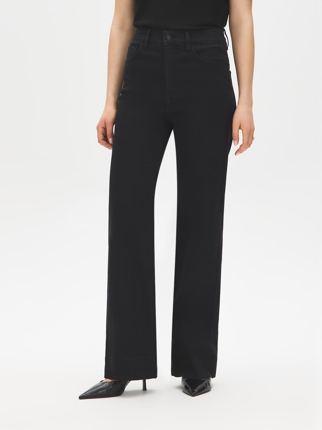 Black Wash Straight Leg Denim - Front View - Suzy Shier