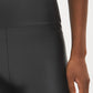Black Faux Leather Wide Waistband Leggings - Close-up Waistband Detail - Suzy Shier