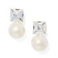 Square with Pearl Drop Earrings - Classic Silhouette with Pearl Detail - Suzy Shier
