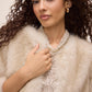 Antique Cream Faux Fur Bolero - Close-up Fabric Detail - Le Chateau