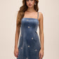Icy Blue Strapless Velour Mini A-Line Dress - Front Close-up View - Le Chateau