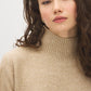 Fancy Beige Melange Mock Neck Knit Sweater - Close-up Fabric Detail - Suzy Shier