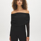 Jet Black Mesh Asymmetrical Cape Top - Front View - Suzy Shier