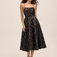 Charcoal Velvet Sequin Fit & Flare Midi Dress - Front View - Le Chateau