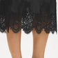 Black Faux Leather Midi Skirt with Lace Hem - Lace Hem Detail - Suzy Shier