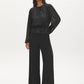 Black Sequin Top with Balloon Sleeves - Front View - Suzy Shier