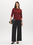 Syrah 3/4 Sleeve Boat Neck Fitted Top - Front View - Suzy Shier